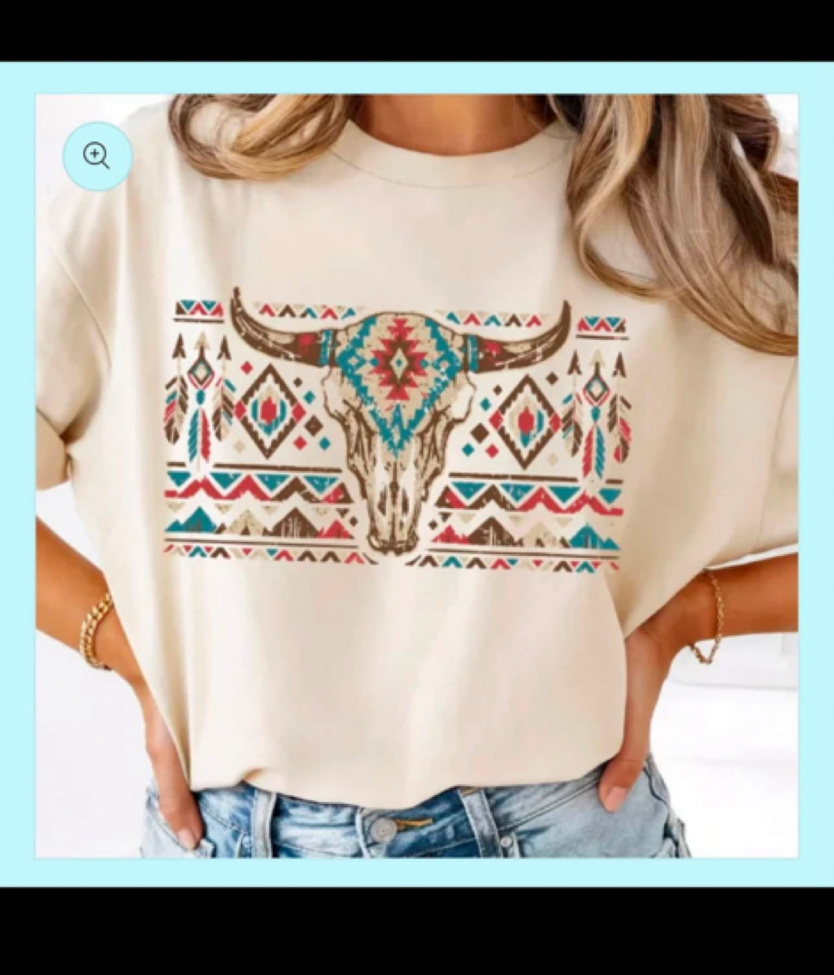Western Skull Graphic T-Shirt (cream)