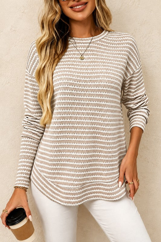 Waffle Knit long Sleeve Top