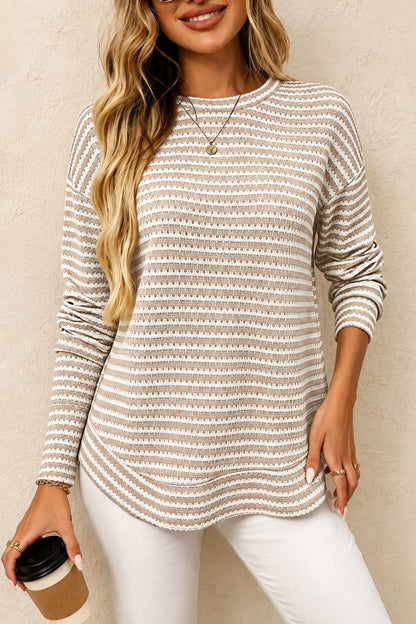 Waffle Knit long Sleeve Top