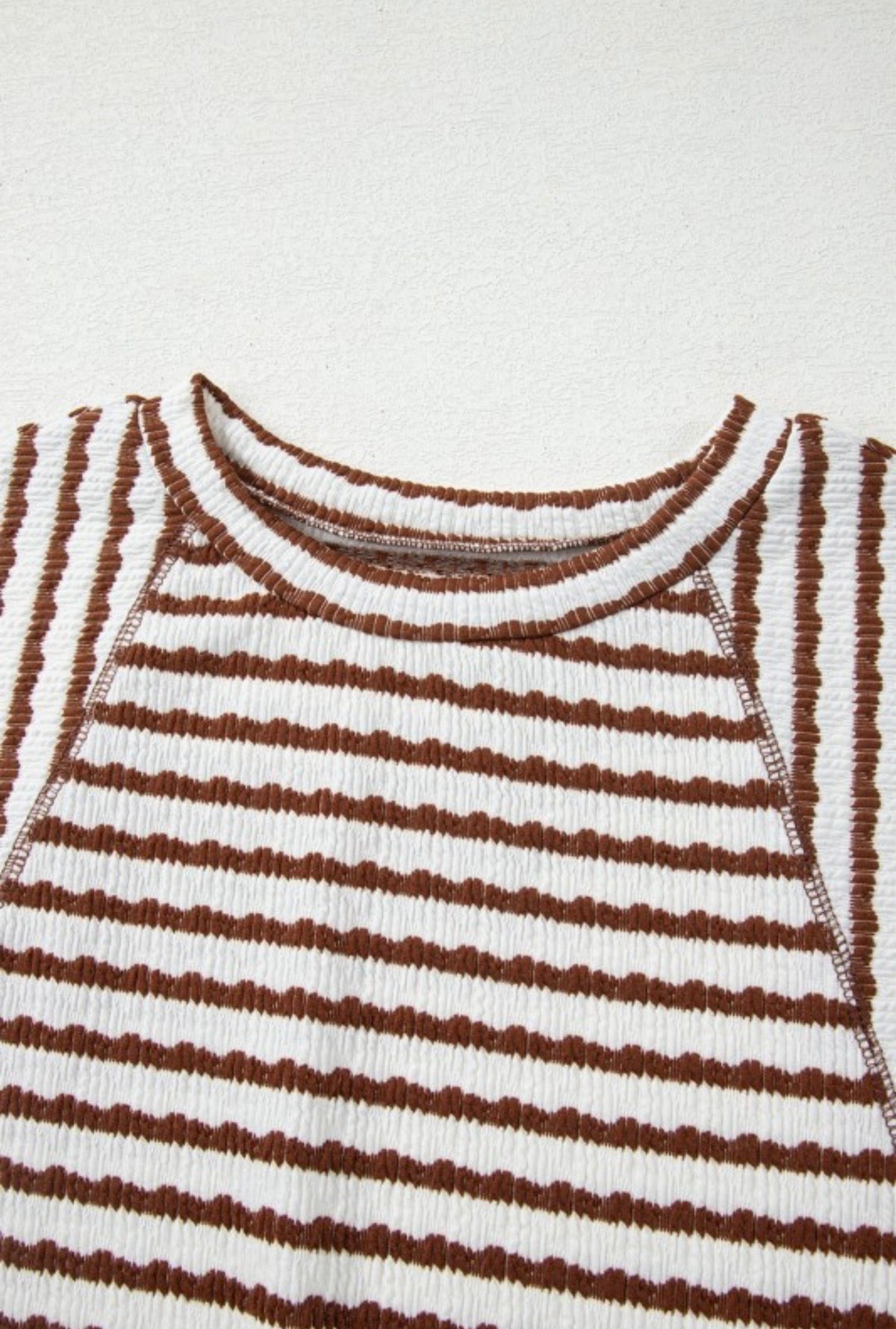 Stripe Textured Knit 3/4 Sleeve Top