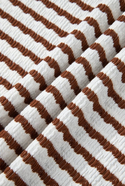 Stripe Textured Knit 3/4 Sleeve Top