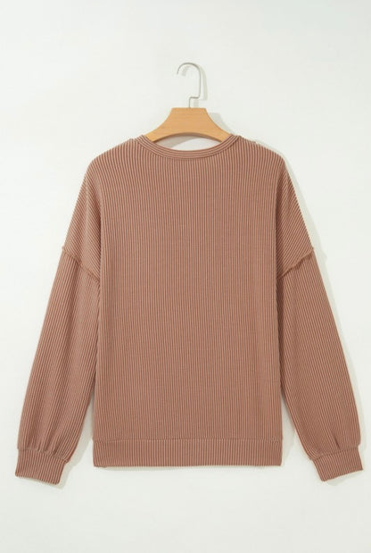 Leopard Color Block Long Sleeve Knit Top