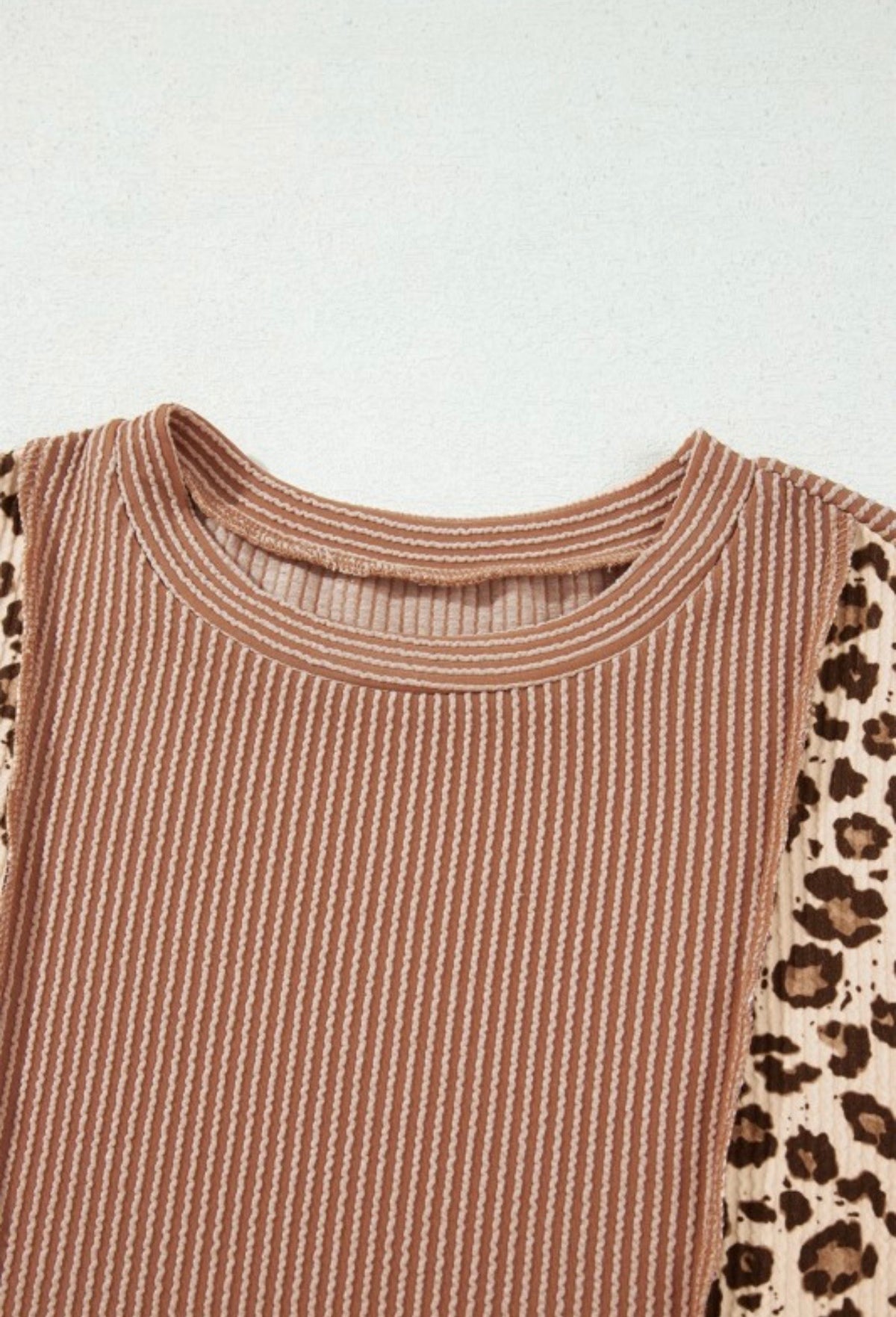 Leopard Color Block Long Sleeve Knit Top