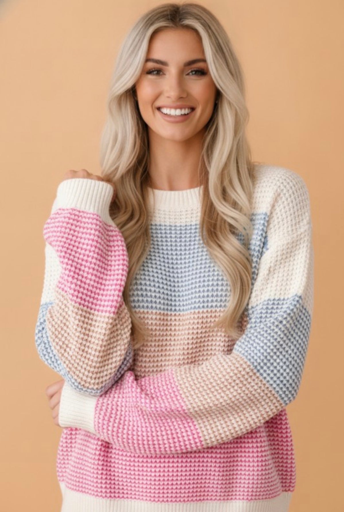 Colorblock Stripe Drop Shoulder Sweater