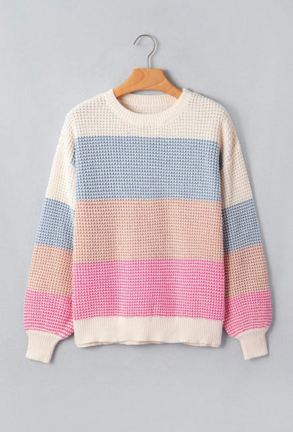 Colorblock Stripe Drop Shoulder Sweater