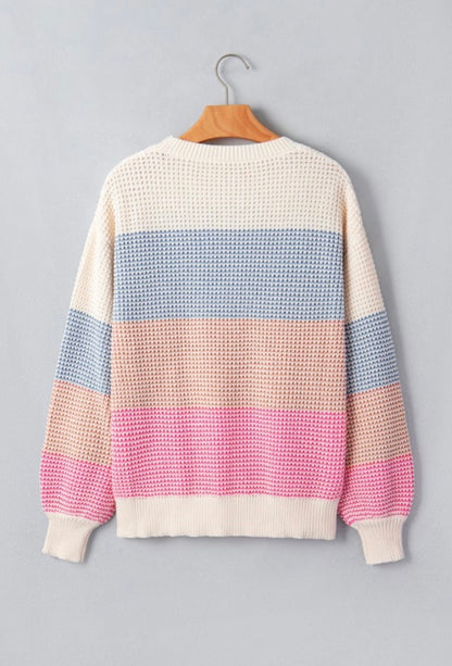 Colorblock Stripe Drop Shoulder Sweater