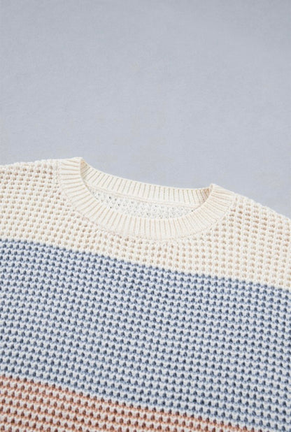 Colorblock Stripe Drop Shoulder Sweater