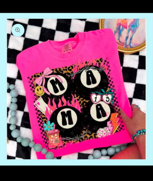 Flaming Mama Graphic T-Shirt (pink)