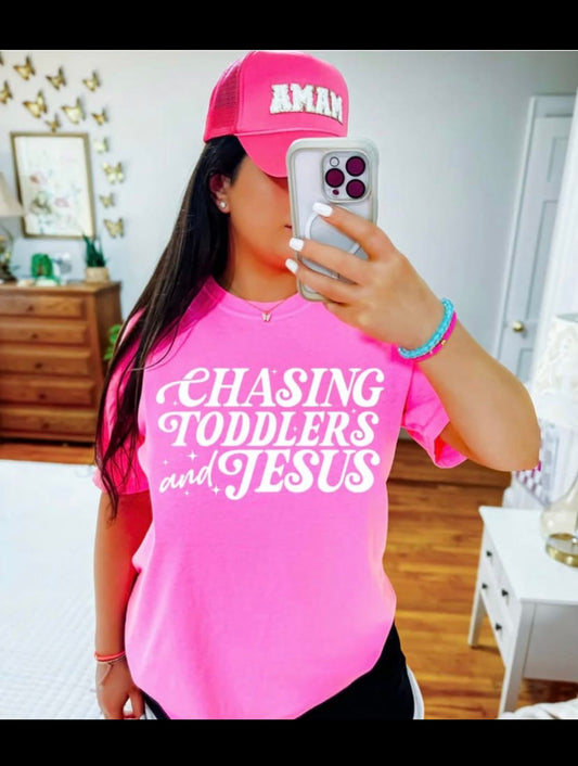 Chasing Toddlers Graphic T-Shirt (pink)